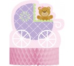 Baby Shower Teddy Bear Pink Centerpiece, Shaped HoneyComb (22.86cm X 29.8cm)